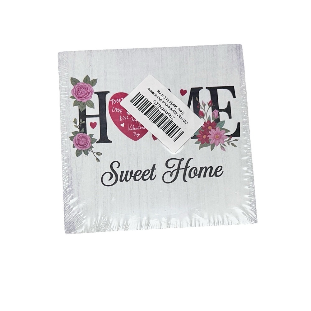 Wood Sign 5 x 5 Valentine's Day Love Sweet Home Plaque Desk Shelf Decor Prop